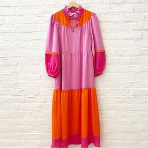 Crosby by Mollie Burch || High‎ Neck Maxi Colorblock Pink Orange XS